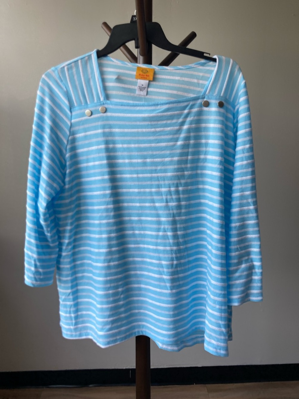 Ruby Rd stripes pattern top with metallic design details size 1X - Picture 11 of 17